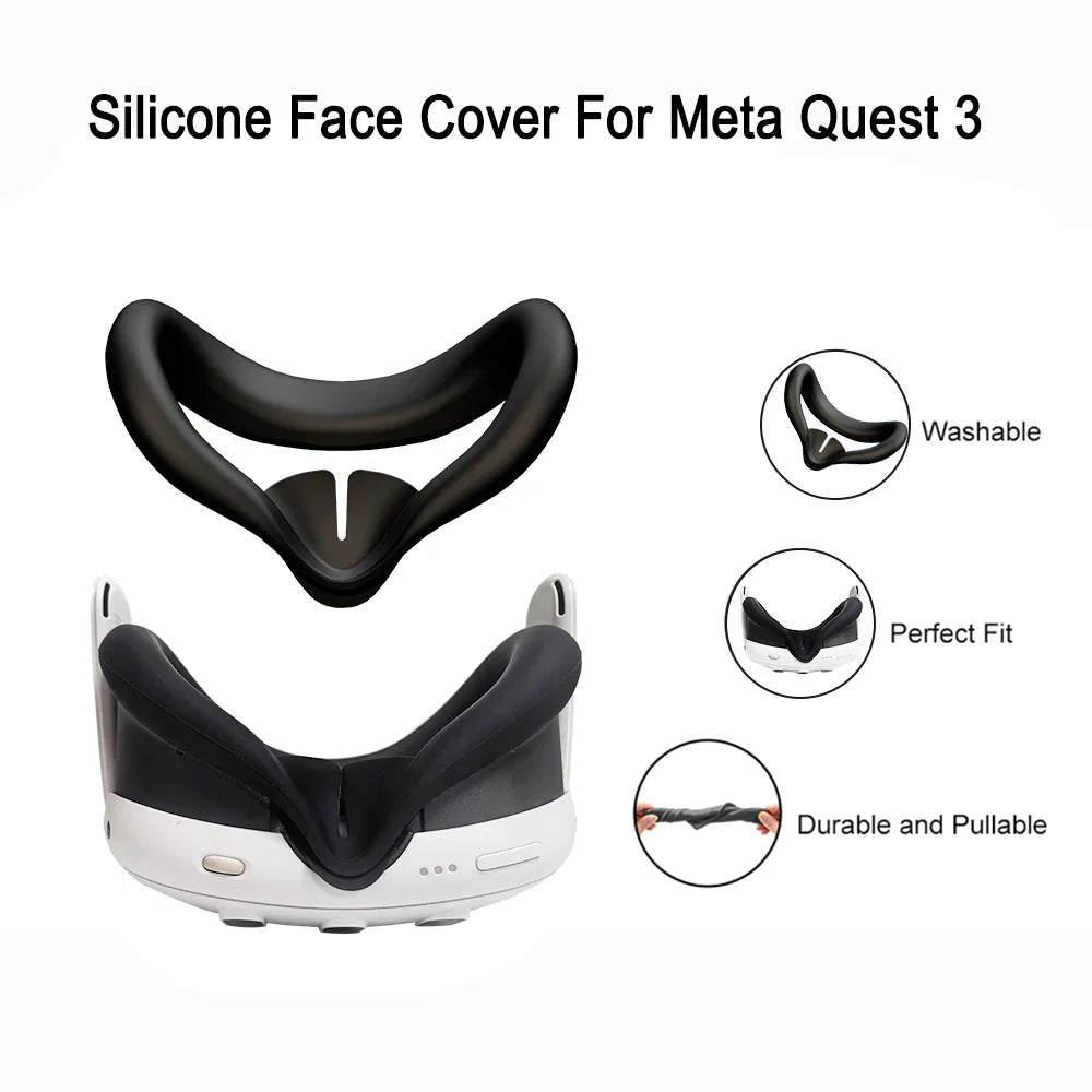 Comfortable Soft Silicone Eye Mask for Meta Quest 3 – Sweat & Dust Resistant Replaceable Face Cover Pad, VR Accessory Gift