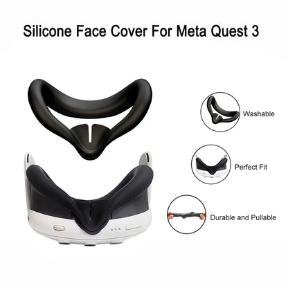 Comfortable Soft Silicone Eye Mask for Meta Quest 3 – Sweat & Dust Resistant Replaceable Face Cover Pad, VR Accessory Gift