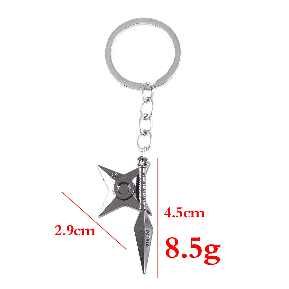 Anime Ninja Kunai & Shuriken Keychain – Metal Cosplay Prop Pendant for Men & Women, Anime Fan Jewelry Bag Charm Gift