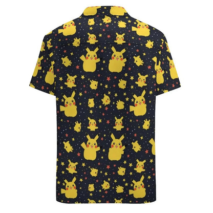 Summer Men's Short Sleeve Shirt – Cute Animal Print, Open Button Lapel, Comfortable Casual Top