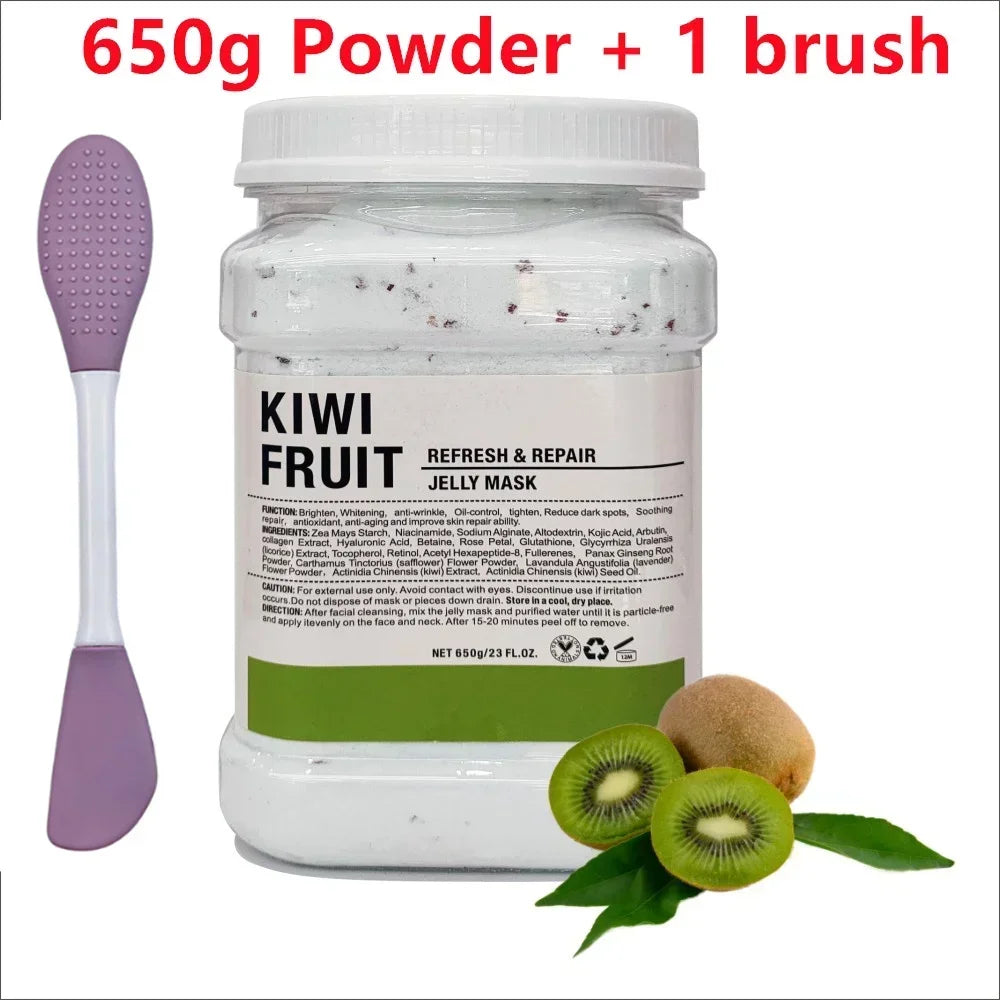 650g Chamomile Hyaluronic Acid Facial Moisturizing Mask Powder with Silicone Brush, Rose Jelly Mask for Skin Elasticity