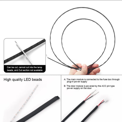 6/10/14/18 in 1 RGB LED Car Ambient Light - APP Controlled Acrylic Interior Atmosphere Strip with 64/213 Color Symphony Lighting