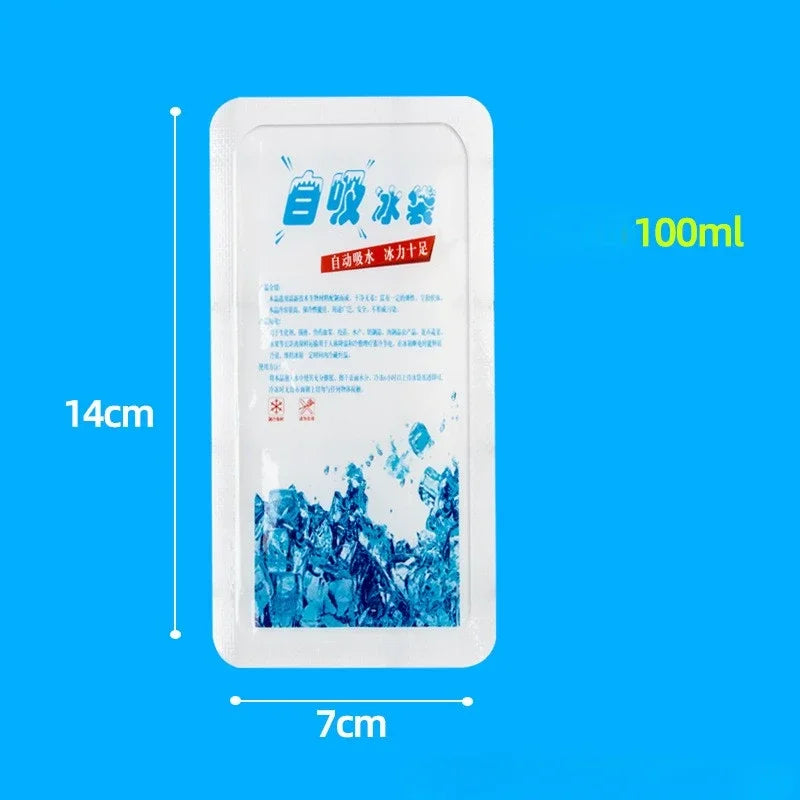 5PCS Reusable Gel Ice Bags — Automatic Water Absorption Insulated Ice Packs for Pain Relief, Cold Compress & Food Cooling