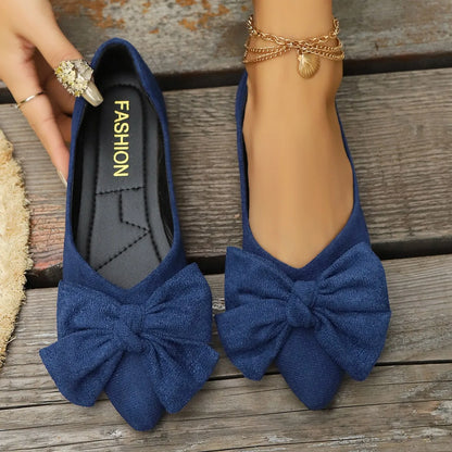 Women’s Summer Flats Shoes – Bow Accent Pointed Toe Loafers, Casual Breathable Walking Sneakers