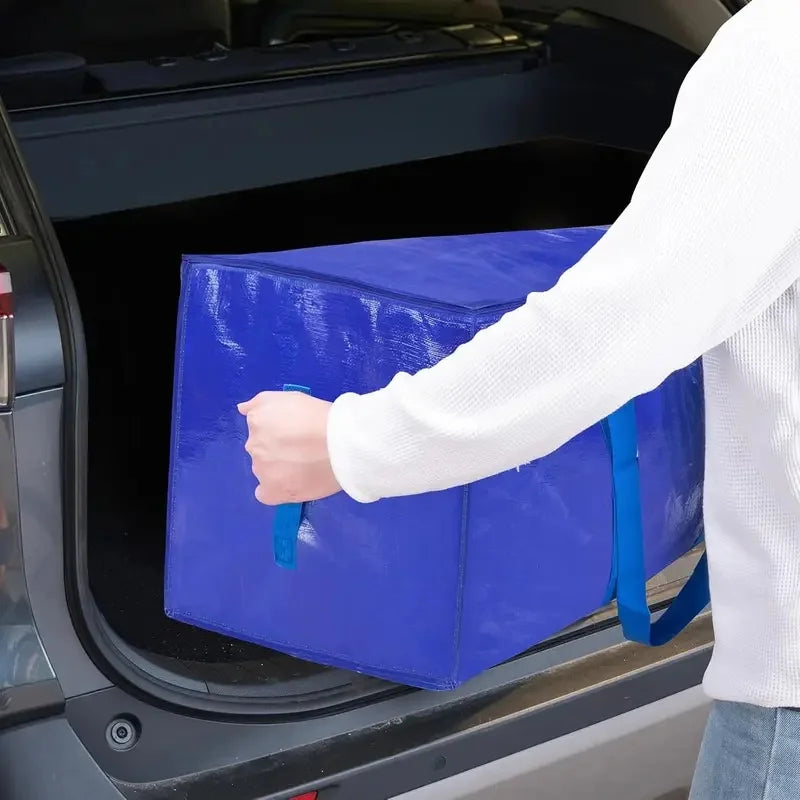 6 Pack Extra Large Moving Bags - Heavy-Duty Waterproof Storage Totes with Handles & Zippers for Home and Dorm Use