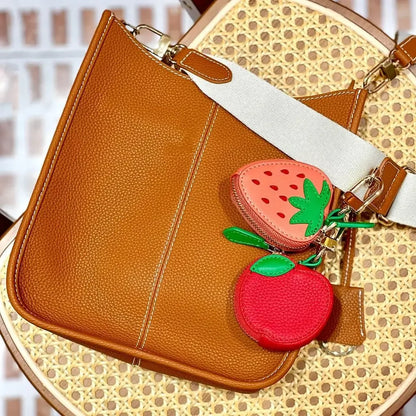 Mini Cherry & Strawberry Coin Purse – Cute PU Leather Keychain Bag for Earphones and Small Storage, Korean Style