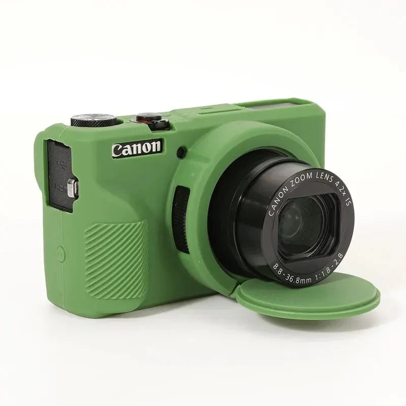 Canon G7X Mark II Silicone Camera Case - Soft Rubber Protective Skin Cover with Lens Protector for G7XII G7X2 G7X3 G7XIII