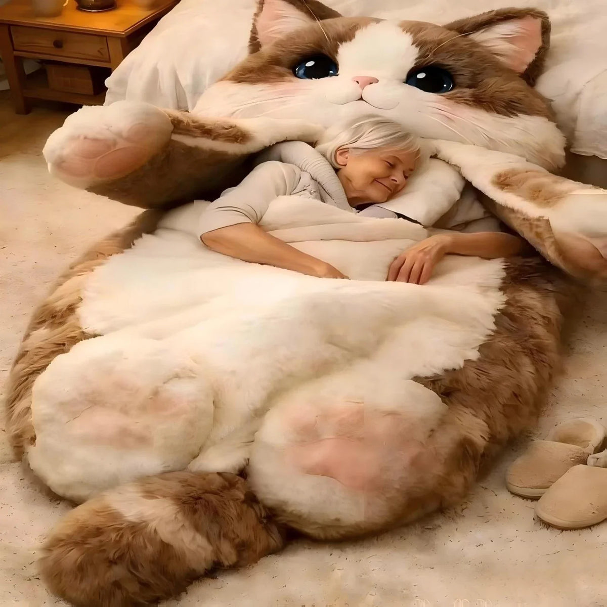 190x80cm Plush Animal Sleeping Bag for Adults – Soft Envelope Slumber Sack with Cat, Frog, Shark & Rabbit Designs for Home & Travel