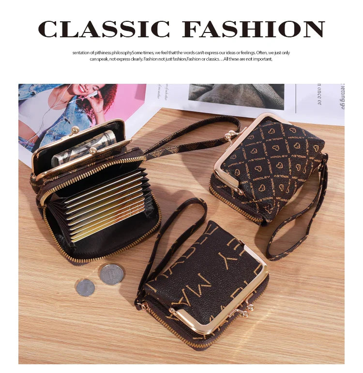 New Women’s Wrist Strap Short Wallet – Large Capacity Flower Design Coin Clip Bag with Multi Card Slots and Money Clip