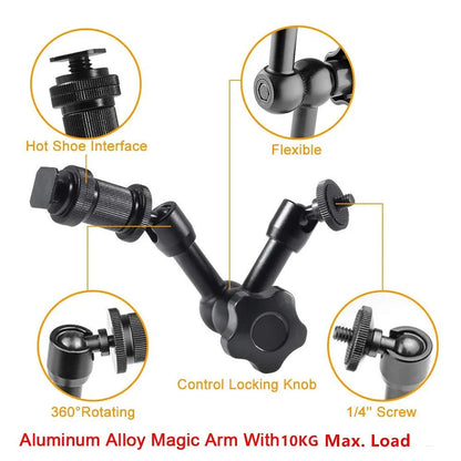 7/11/20 Inch Metal Articulating Magic Arm – Super Clamp Stand for DSLR Camera & Photo Studio Accessories