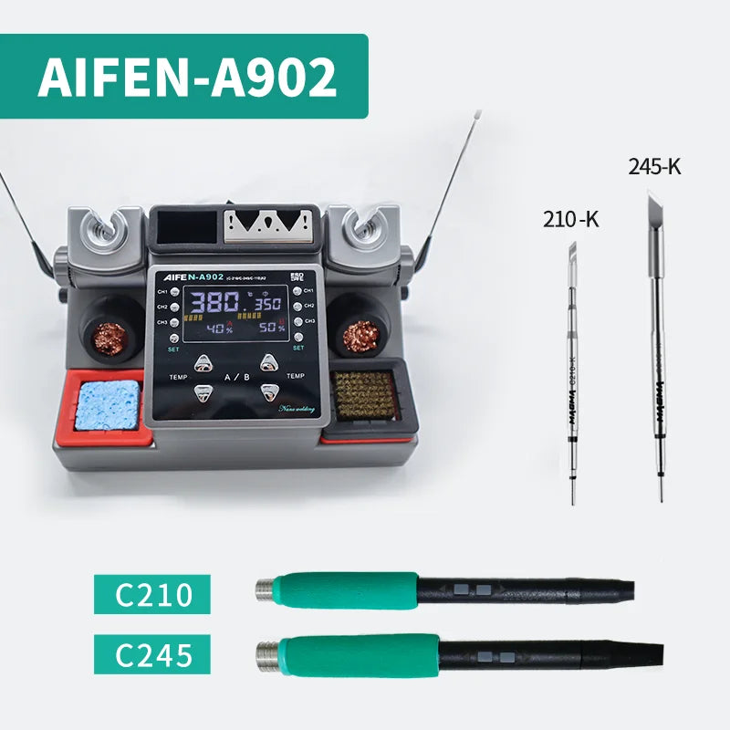 AIFEN A902 Soldering Station – Double Station C115, C210, C245 for Cell-Phone PCB & IC Repair Soldering Tools