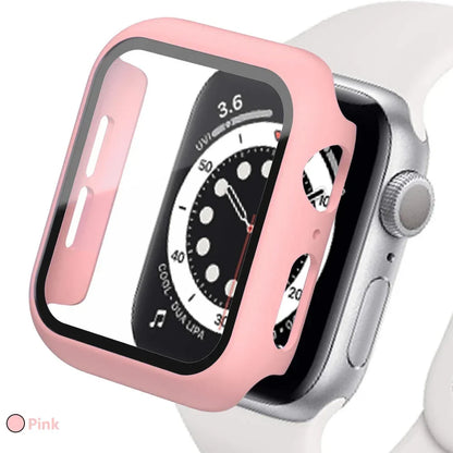 Tempered Glass Screen Protector Case for Apple Watch - Series 8 7 6 SE 5 4 3 Protective Cover Accessories 41mm 40mm 44mm 45mm 42mm