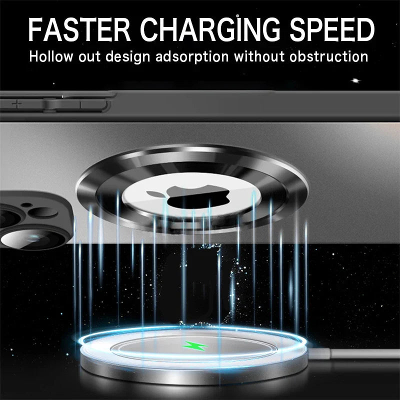 Tempered Glass Matte MagSafe Case — Shockproof Magnetic Wireless Charging Cover for iPhone 14–16 Pro Max