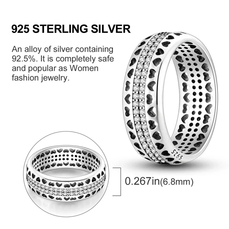 925 Sterling Silver Ring – Infinite Love Star & Moon Design for Women, Wedding Jewelry Gift