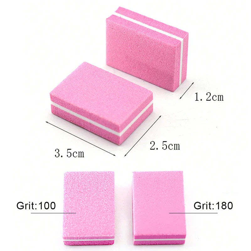 50Pcs Professional Nail Buffer Files – 100/180 Grit Mini Sandpaper Manicure Tools for Nail Shaping, Polishing & Care Accessories