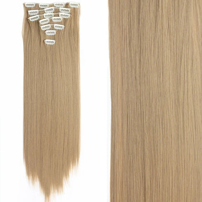 Women’s 7Pcs Hair Extensions with 16 Clips – Natural Black Straight Ombre Hairpiece