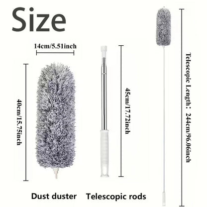 Extendable Microfiber Duster - Retractable Washable Dust Brush for Ceiling & Home Cleaning