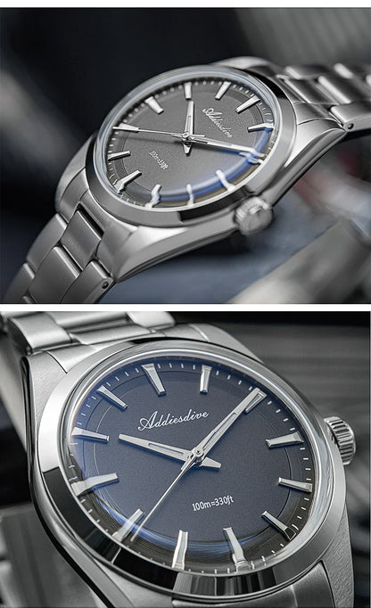 ADDIESDIVE 36MM Men's Stainless Steel Quartz Watch — Luxury Bubble Mirror Glass, 100M Waterproof Timepiece AD2066