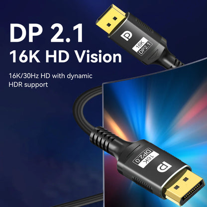 16K DP 2.1 DisplayPort Cable – 8K@120Hz, 4K@240Hz, 80Gbps HDR Video Audio Cable for Laptop, TV, Xbox, Projector, Gaming Monitor