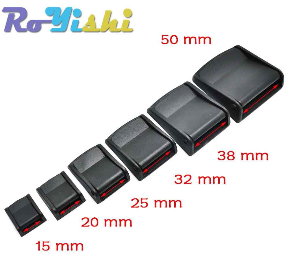 Plastic Cam Buckle Toggle Clips – Black Adjustable Backpack Strap Webbing Buckles (5/8”–2” Sizes)