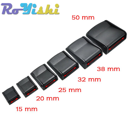 Plastic Cam Buckle Toggle Clips – Black Adjustable Backpack Strap Webbing Buckles (5/8”–2” Sizes)