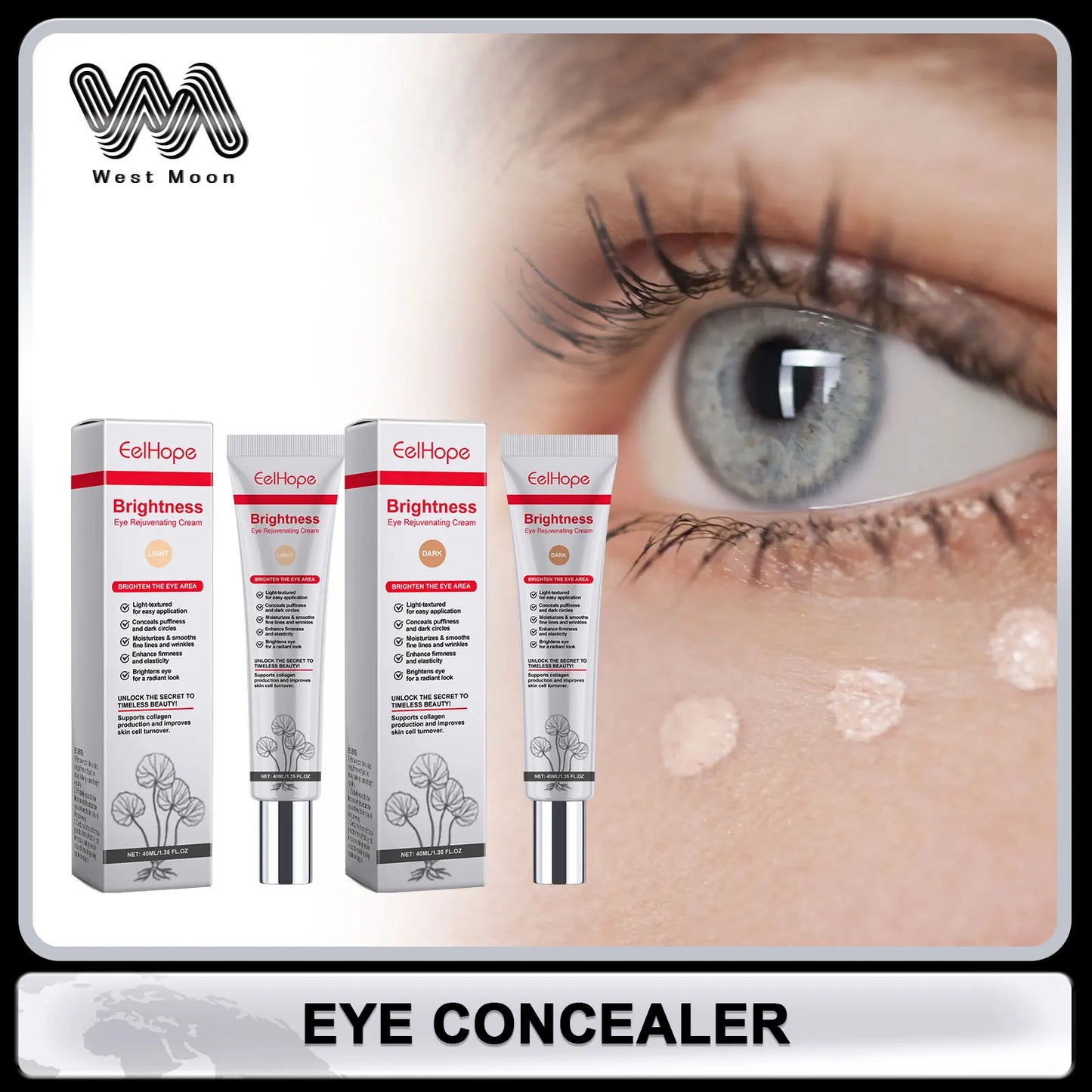 Invisible Dark Circles Concealer – Acne & Lacrimal Groove Cover, Brightening Facial Makeup Base Cosmetics
