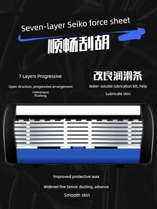 German Imported 7-Layer Manual Razor – Authentic Jiazhikou Shaver for Men, Trendy National Style