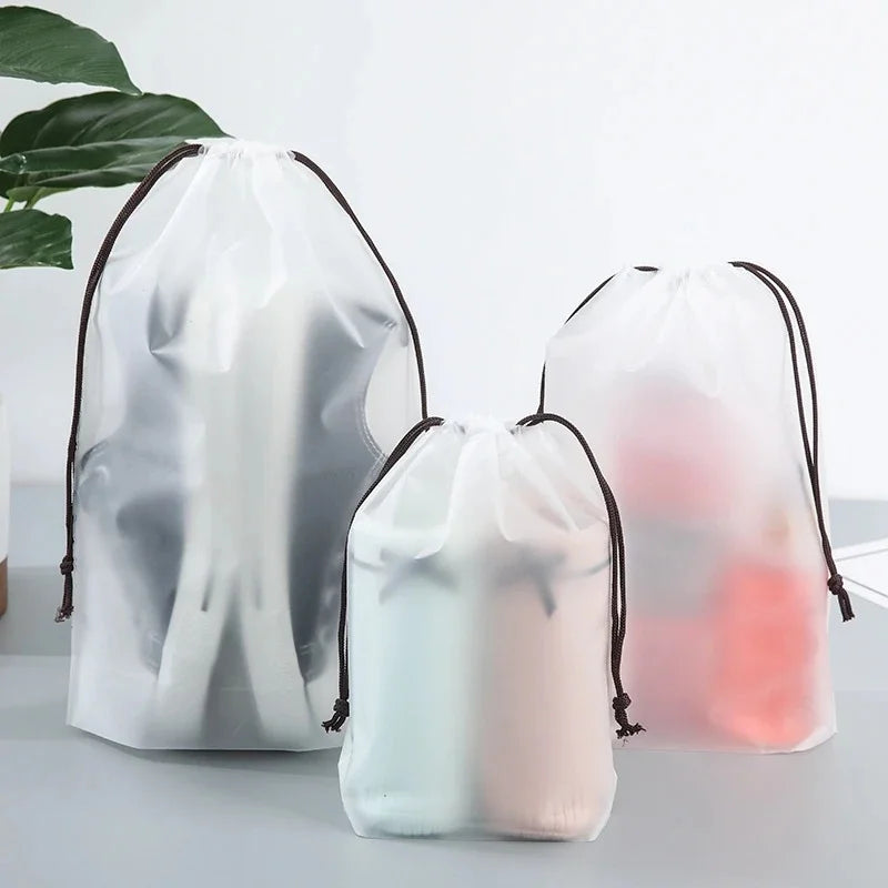 5/10/20PCS Portable Drawstring Shoe Storage Bags — Waterproof Transparent Eco Travel & Makeup Organizer Bags