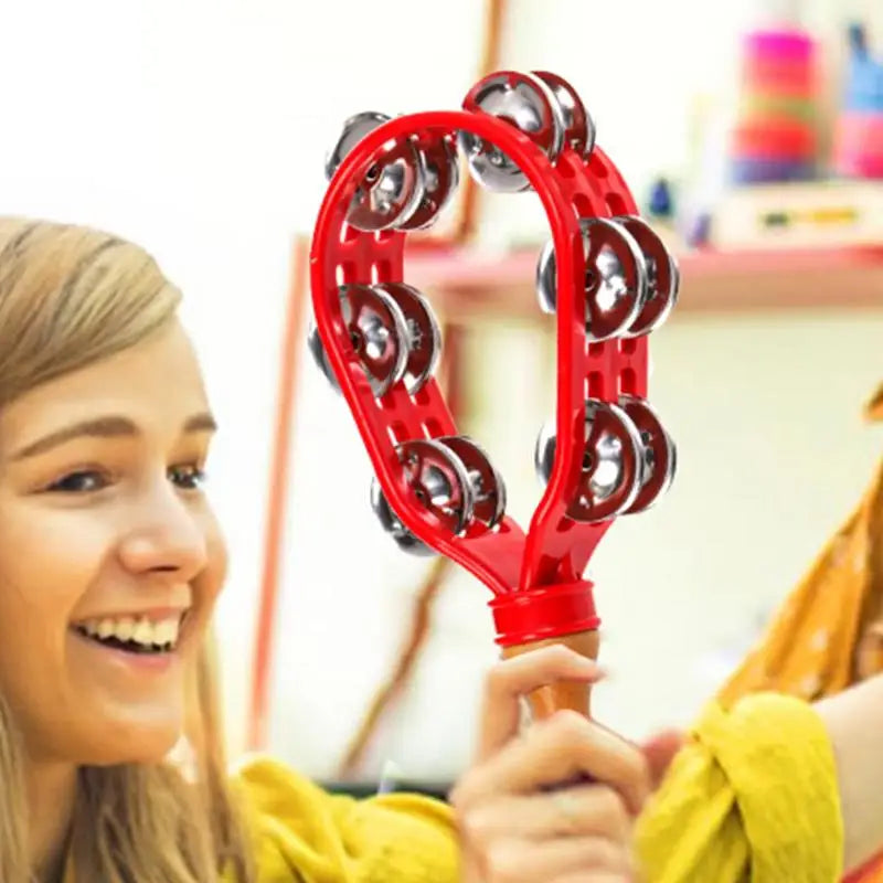 Double Row Metal Jingle Tambourine – Handheld Safe, Rustproof & Waterproof Percussion Instrument, Eco-Friendly