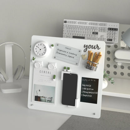 Magnetic Bulletin Board with Stand, Tabletop Metal Display Board with Magnetic Clamp for Notes, Photos & Magnet Organization