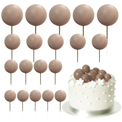 20Pcs Colorful Cake Topper Balls – Gold, Silver & Pastel DIY Cake Decorations for Birthday, Wedding & Party Supplies