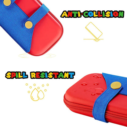 EVA Storage Case for Nintendo Switch/OLED, Portable Carrying Case with 10 Game Holders, Cute Mario Design