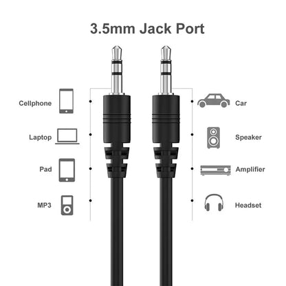 3.5mm Male-to-Male Aux Cable 0.5m — Car Audio Wire for Phone, Headphone, Speaker, Laptop, MP3/4