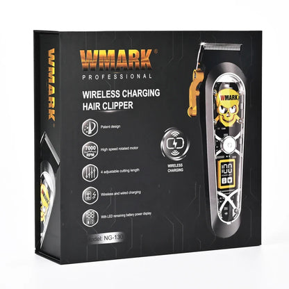 WMARK NG-130 Wireless Charging Hair Clipper – High Speed Professional Type-C Rechargeable Cutter with Charging Stand