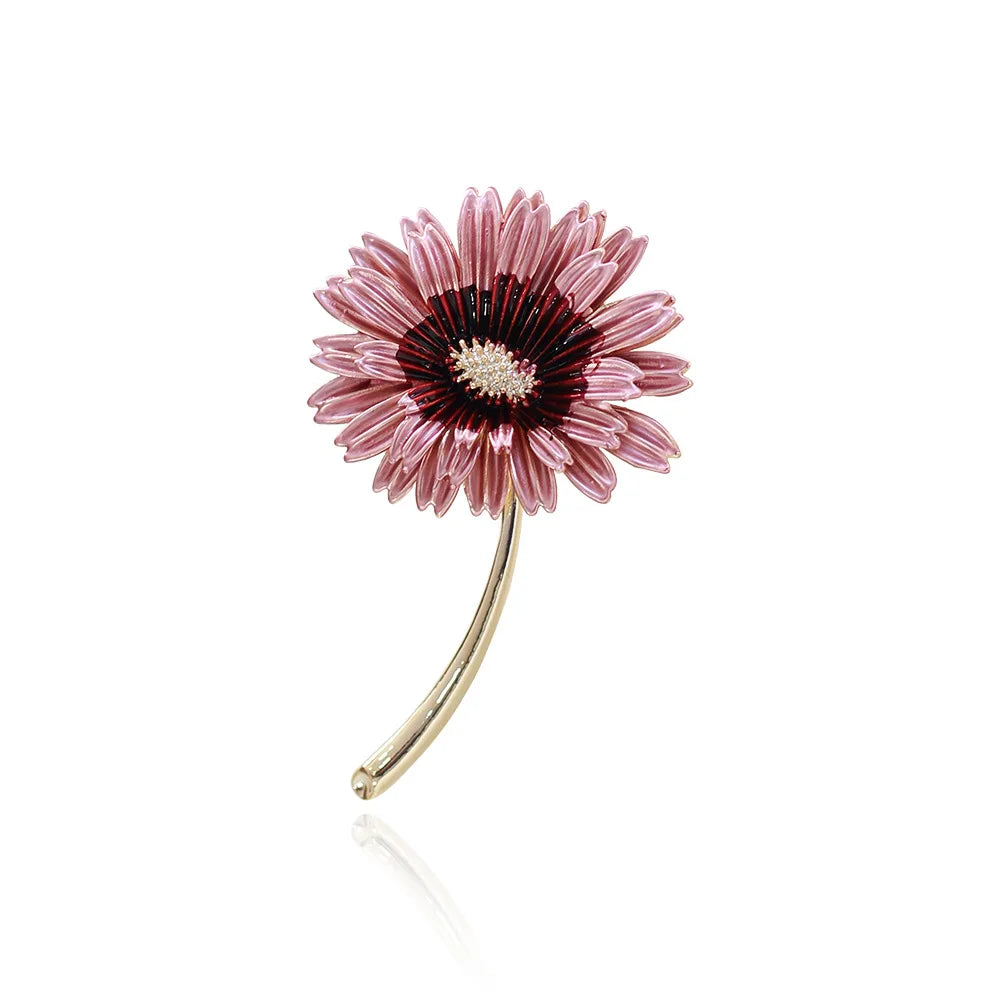 Luxury Tulip Flower Brooch Pin with White Stone – Elegant Rose Floral Jewelry for Women (2023 Design)