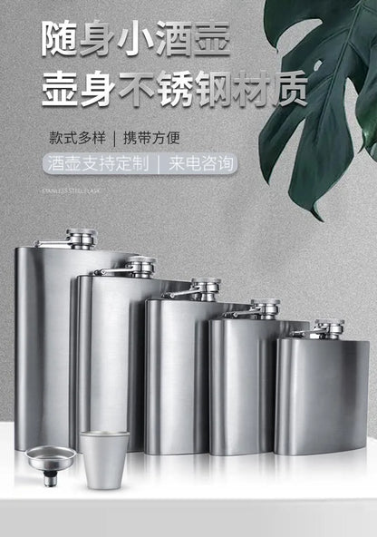 6/8/12oz Stainless Steel Full-Black Hip Flask with Funnel – Pocket Flask for Alcohol, Whiskey, Screw Cap (KC0139)