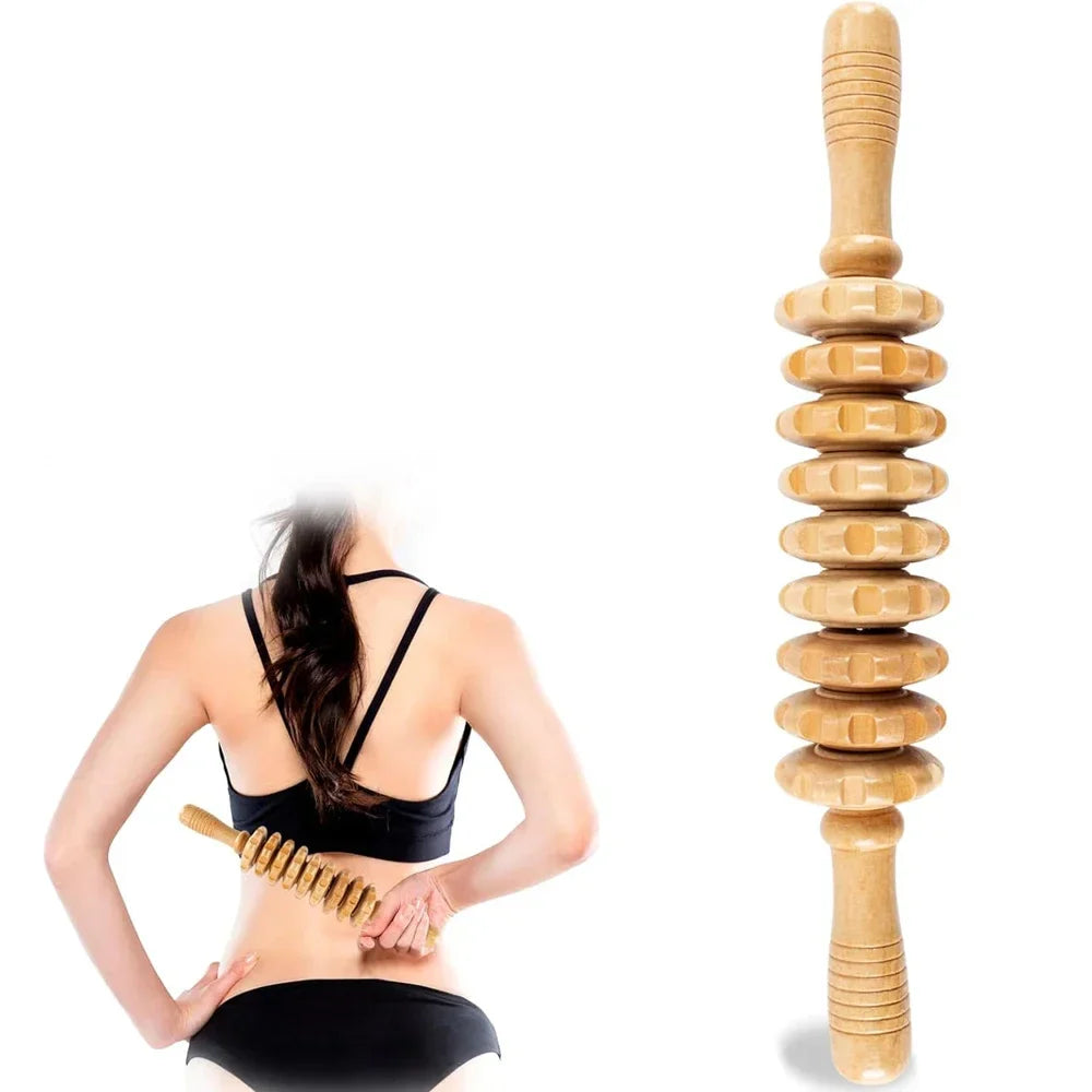 Curved Wooden Cellulite Roller – Body Shaping Massage Tool for Stomach & Lymphatic Drainage Therapy
