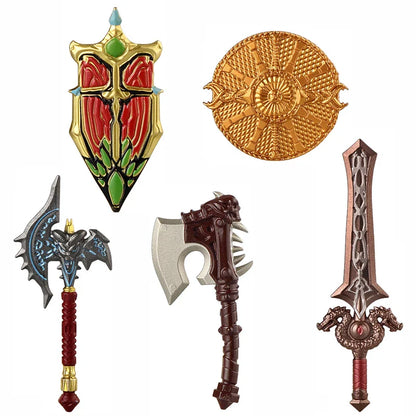 Medieval Figure Weapons Building Blocks Kit – King Sword, Lion Shield, Trident & Double-Edged Axe Battle Toy
