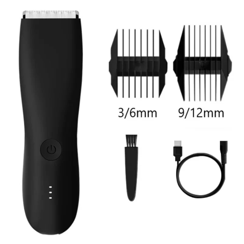 Men’s Body Hair Trimmer – Waterproof Electric Razor with Replaceable Ceramic Blade for Groin & Pubic Grooming