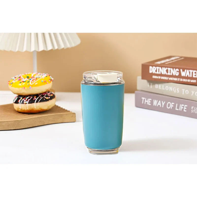 240ml Stainless Steel Insulated Coffee Cup – Vacuum Travel Mug for Car, Portable Hot & Cold Water Bottle Roller Design