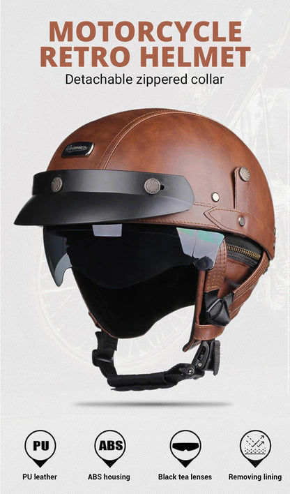 Retro Motorcycle Helmet – DOT Certified German Vintage Half Helmet for Scooter & Motorbike