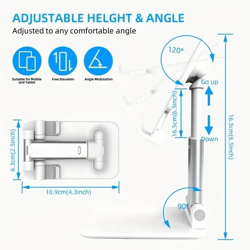 Flexible Foldable Mobile Phone Holder Stand: Adjustable Desk Mount Table Bracket - Desktop Lazy Bracket Support for All Phones and Tablets