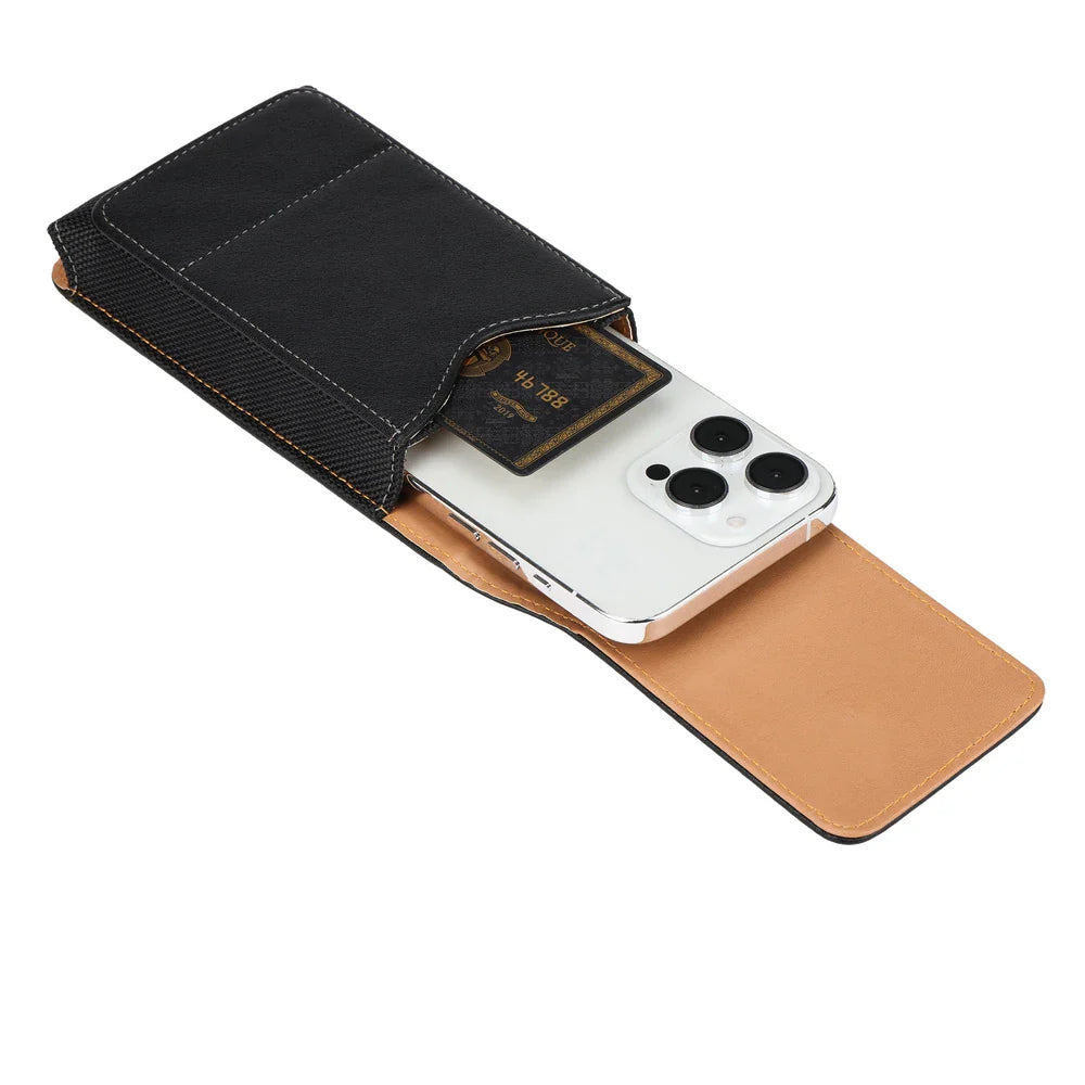 Universal Magnetic Leather Phone Belt Clip Case – 360° Rotating Waist Holster for iPhone, Samsung & Xiaomi