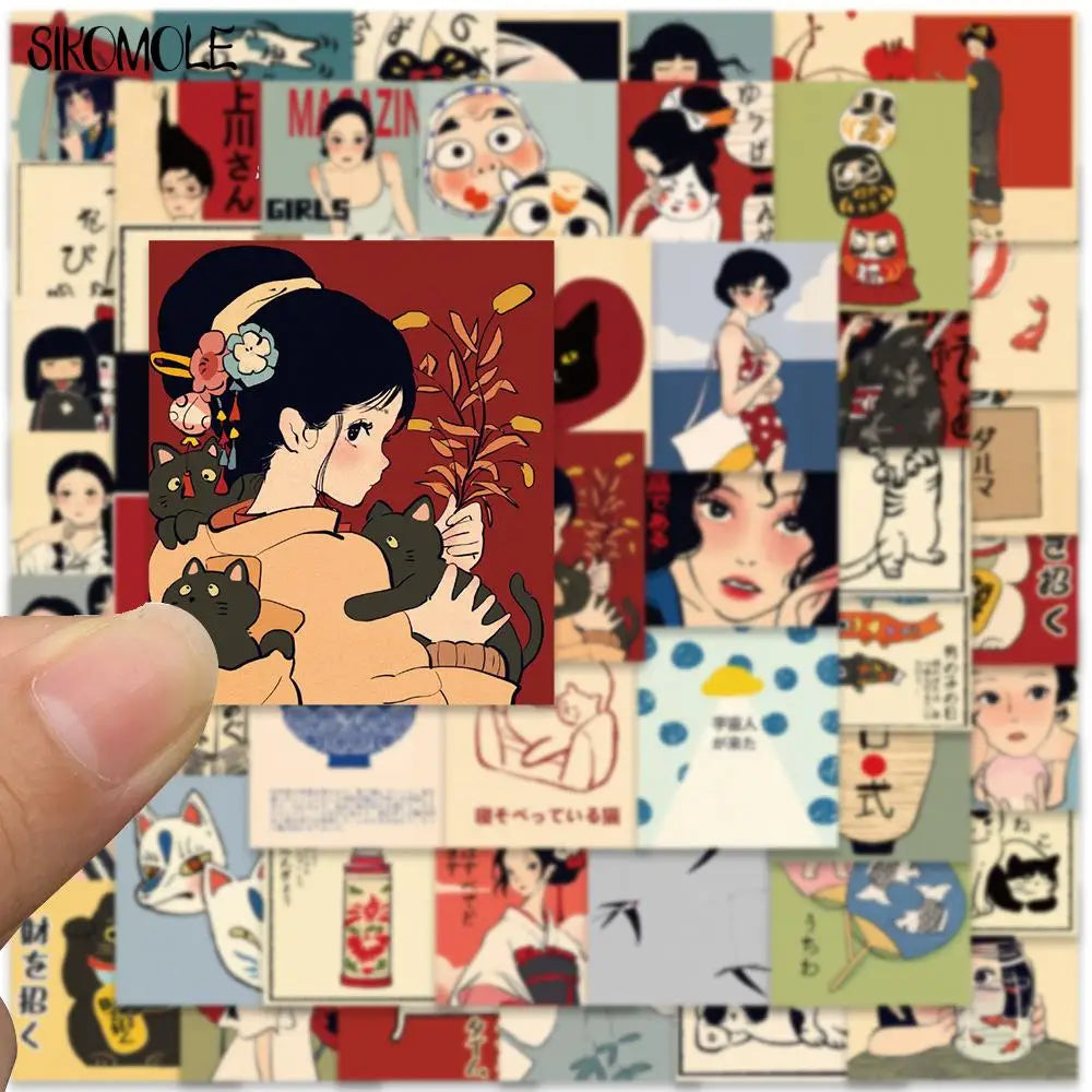 10/30/50PCS Kawaii Cartoon Stickers – Japanese Style Graffiti for DIY, Travel, Luggage, Guitar, Fridge & Laptop