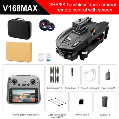 2025 V168 Pro MAX GPS Drone – 8K HD Camera, 5G WiFi FPV, 360° Obstacle Avoidance, Brushless RC Quadcopter
