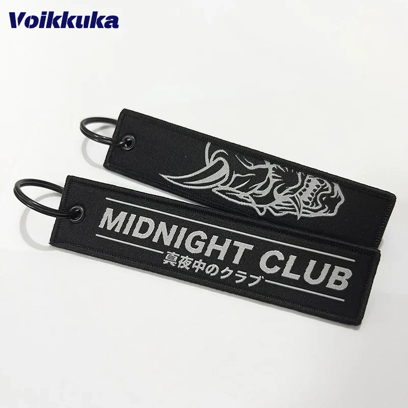 Midnight Club Oni Mask Keychain Set — 1/2/3pcs Embroidered Double-Sided Funny Tag for Motorcycle Accessories