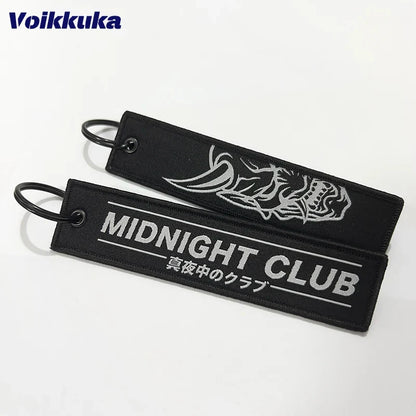 Midnight Club Oni Mask Keychain Set — 1/2/3pcs Embroidered Double-Sided Funny Tag for Motorcycle Accessories