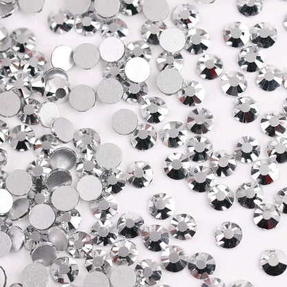 Glass Crystal Flatback Rhinestones SS6–SS30 Set – 7 Sizes Non-Hotfix Round Nail Art Beads for DIY Crafts & Decoration