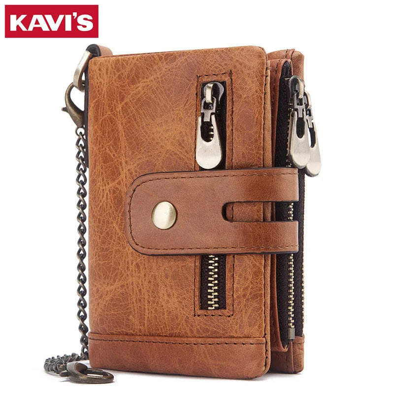Fashion Women’s Leather Wallet — Genuine Leather Clutch with Hasp & Double Zipper, Short Coin Pocket and ID Card Holder Purse