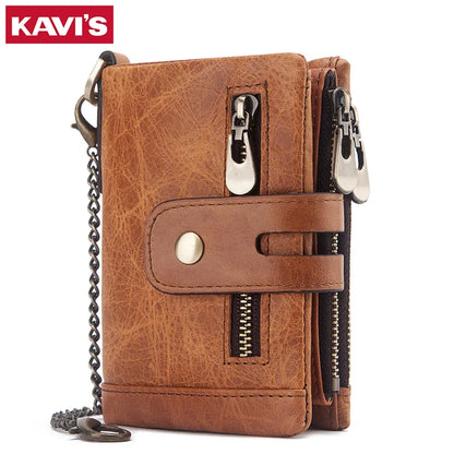 Fashion Women’s Leather Wallet — Genuine Leather Clutch with Hasp & Double Zipper, Short Coin Pocket and ID Card Holder Purse